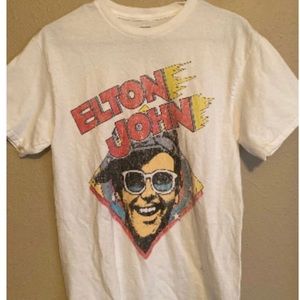 small white vintage elton john tee